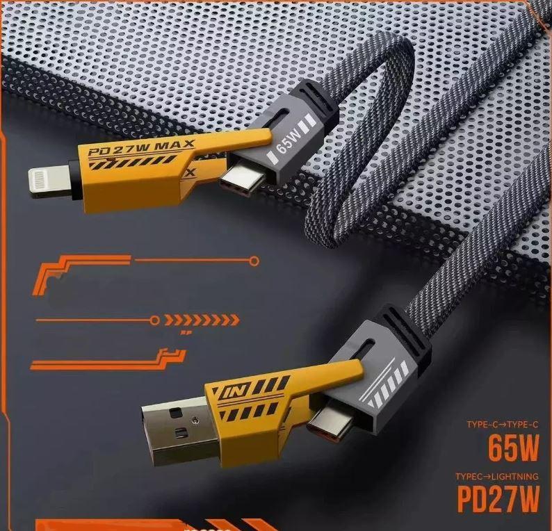 Pack of 2 | 4 in 1 Multi USB PD Charger Charging Cable Cord for iPhone USB C Samsung Android | Durable, Devices 1