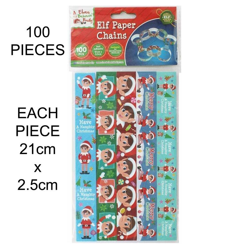 100 Elf Paper Chains Elves Behavin' Badly Christmas Decoration Craft Fun Create Pack Colorful Ornaments Print Sticker 1