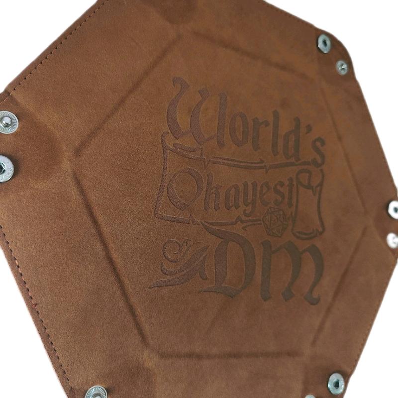 dungeons and dragons world's okayest dm dice tray laser engraved personalised tablettop game accessory rpg 1