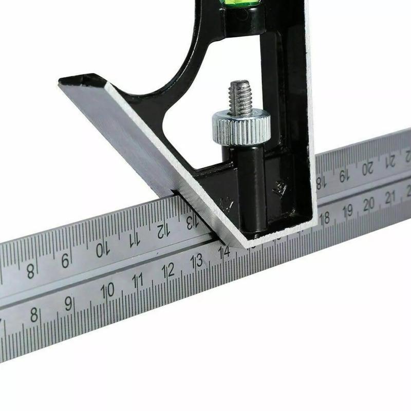300mm (12") Adjustable Engineers Combination Try Square Set Right Angle Ruler UK 8