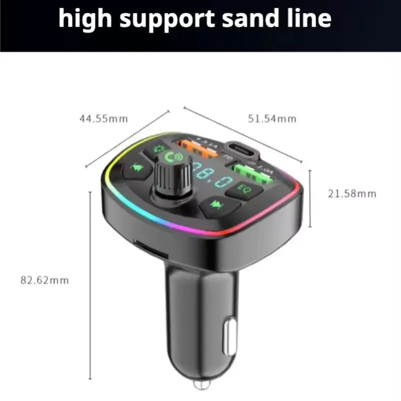 Q7 Bluetooth Car Charger Car FM Transmitter Bluetooth Hands Free Mp3 True 3.1A Dual USB Port PD Charging 4