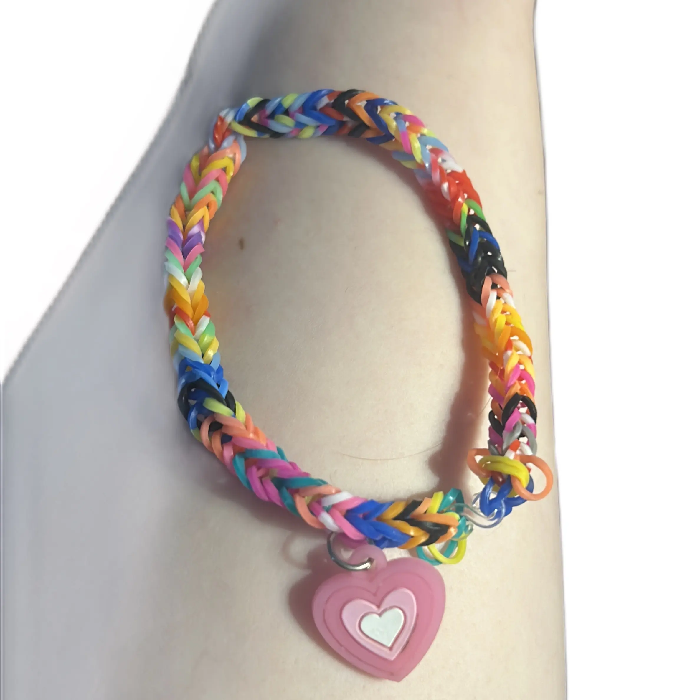 Random coloured heart loomband bracelet