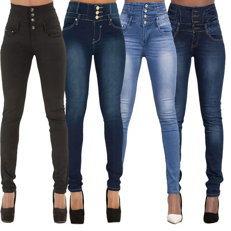 Women Black Jeans Push Up Pencil Denim Pants Ladies Vintage High Waist  Casual Stretch Skinny Mom Jean Slim Femme Womenswear Bottom Trouser Comfort Streetwear Pocket Basic Minimalist Multicolor