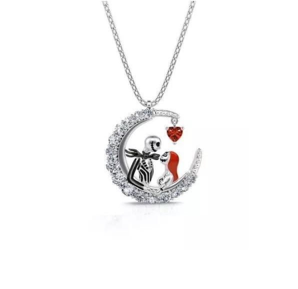 Love Always Red Heart Necklace Gift for Fans of The Nightmare Before Christmas - Jack & Sally 4