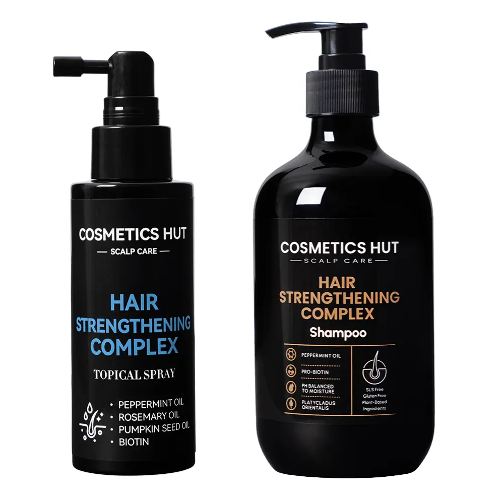 Hair Strengthening Complex Liquid - 1 Month Supply - 100ml Peppermint oil, Rosemary oil, Pumpkin seed oil, Biotin, Teatree oil, Zinc