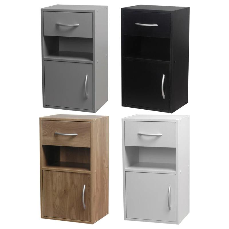 1 Door 1 Drawer Wooden Bedroom Bedside Cabinet Shelf Nightstand Side Table Unit 0