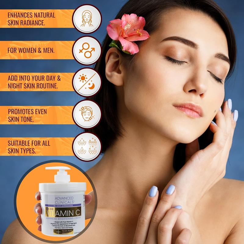 advanced clinicals vitamin c cream Anti-aging, brightening | Age spots, dark spots on face, hands, body | 16oz lotion Body Care Coconut Skin Repair Aloe Aloe Vera Moisture Green Tea 6