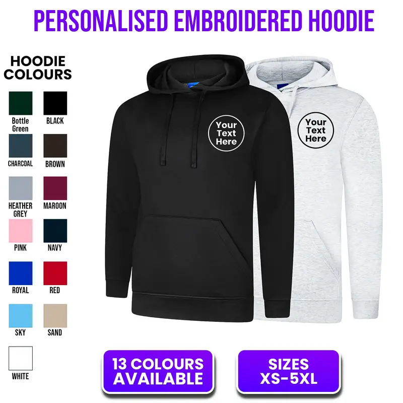 Personalised Custom Print Embroidered Hoodies Hoody Custom Name Hooded Sweatshirt Cotton Fabric Embroidery Sweaters 4