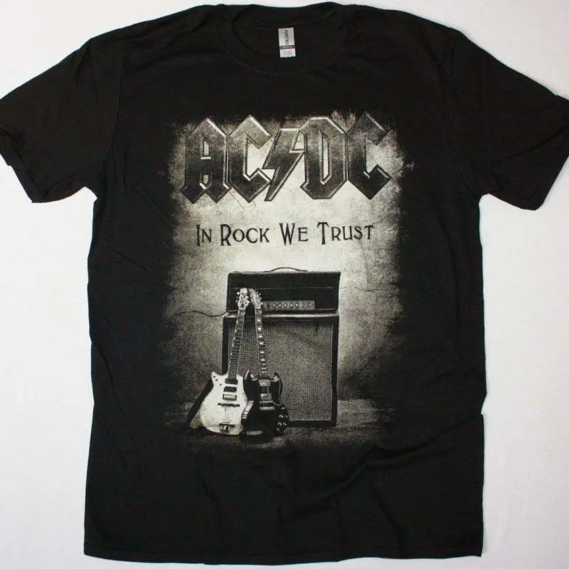 Ac Dc In Rock We Trust Acdc New Black T Shirt Style Cute Casual Y2K Women's Cotton Tee with Sassy Design Top Womenswear Streetwear