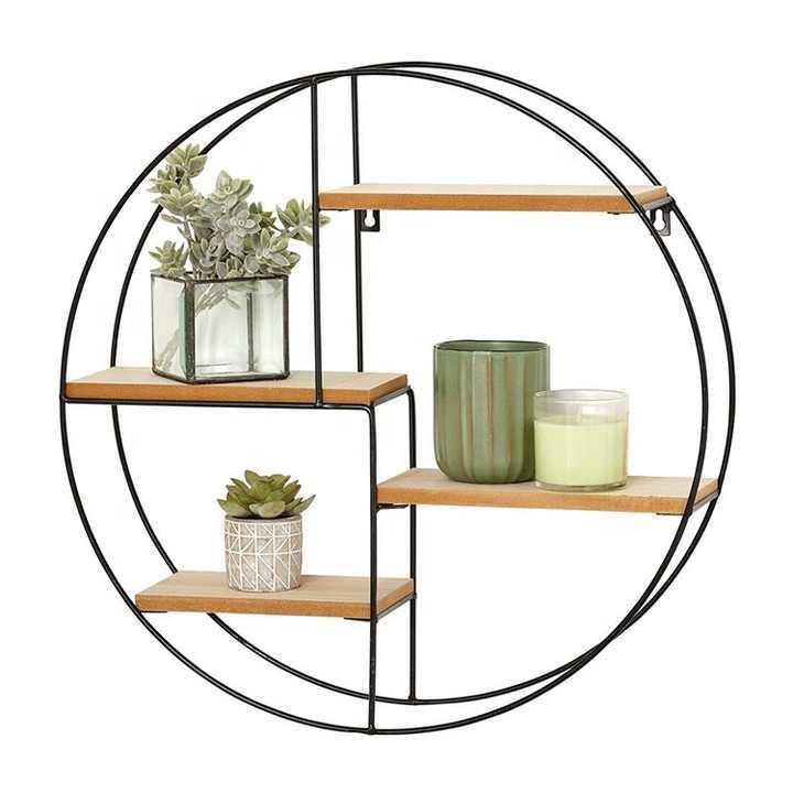 Product Introduction of NEW Metal Wire Wall Shelf Home Decor Storage Floating Round Multi-Section Shelf Shelves 5