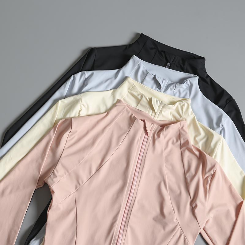 Product Introduction of New yoga wear ladies coat round high elastic loose exercise yoga fitness long sleeve stand-up collar  yoga tops 19