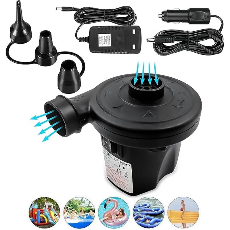 Electric Air Pump with 3 Nozzles/Inflate Or Deflate Swimming Ring, Airbeds, Paddling Pools & Other Toys / AC110-240V/ DC12V/50W