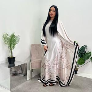 Ladies printed floral satin kaftan dress uk onesize uk 6-20 holiday abroad