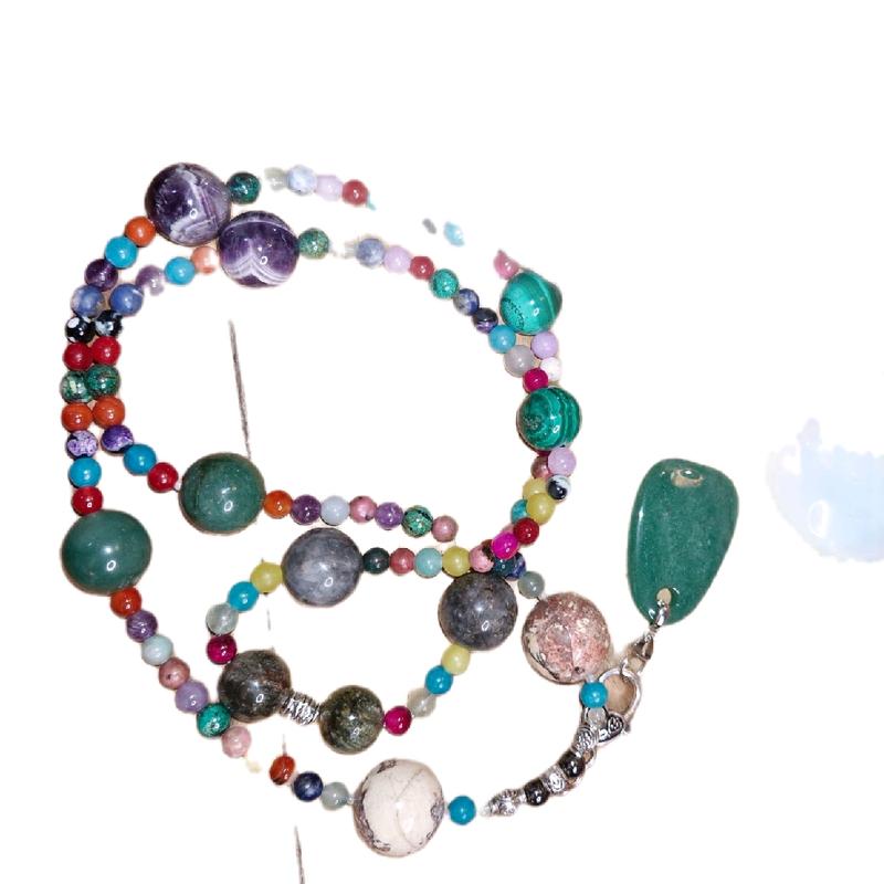 Green Aventurine Freeform Removable Pendant with Dream Amethyst, Dragon Blood Agate, Malachite and more. 1