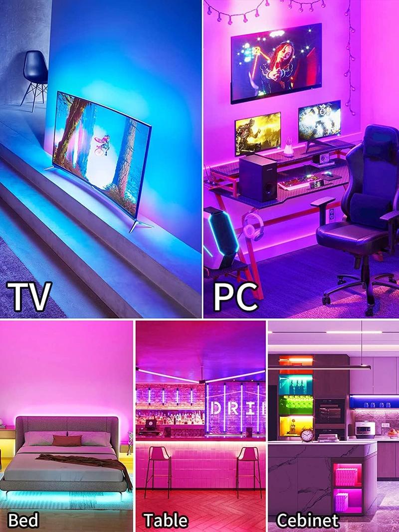Product Introduction of TV Light Strip, 5M LED Backlight for 45-75 Inch TV, Music Sync RGB Color Changing with Bluetooth Function - Home Theater Lighting (16.4ft) 5