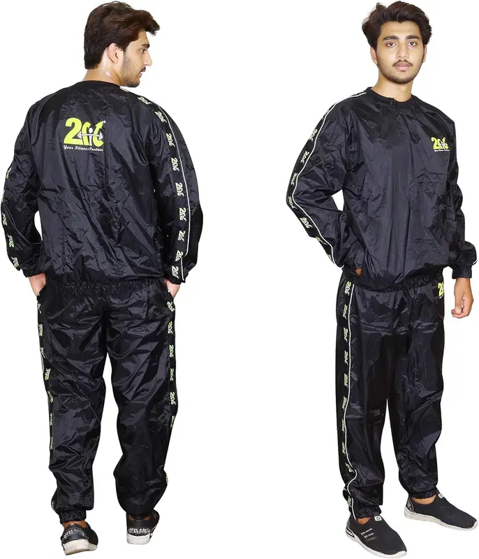 2Fit Your Fitness Partner Heavy Duty Workout Sauna Sweat Track Suit Top and Bottom Non Rip Weight Loss Slimming Boxing MMA Training Gym Weightlifting Running Jogging Exercise Fat Tracksuit 3
