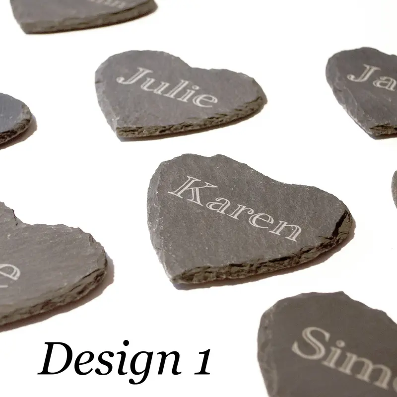Personalised Heart Slate Coasters - Engraved With Any Message. Tableware 1