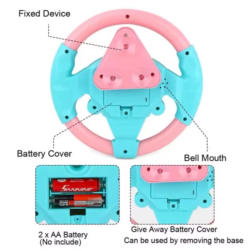 Eletric Steering Wheel Toy with Light Sound for Baby Kids - Educational Portable Simulated Driving Steering Wheel Vocal 5