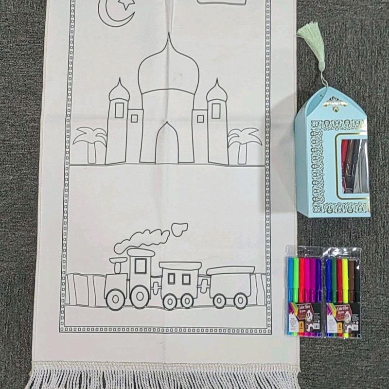 Kids DIY Prayer Mat set includes prayer mat, Fabric colour pencils and a box 8