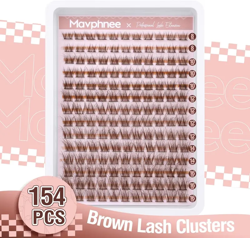 Mavphnnee Brown Lash Clusters - Natural Lash Extensions (168 Pcs, C Curve) for Everyday Wear - Makeup, Cosmetic Eyelashes Synthetic 4