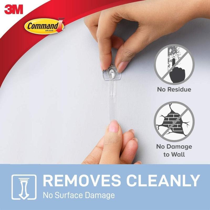 Command Decorating Clips, Pack of 20 Mini Hooks and 24 Small Strips, Transparent - Hanging Clips for Decorations and Fairy Lights, Wall Adhesive - Damage Free Lightweight Organiser Traditional Hangable 5