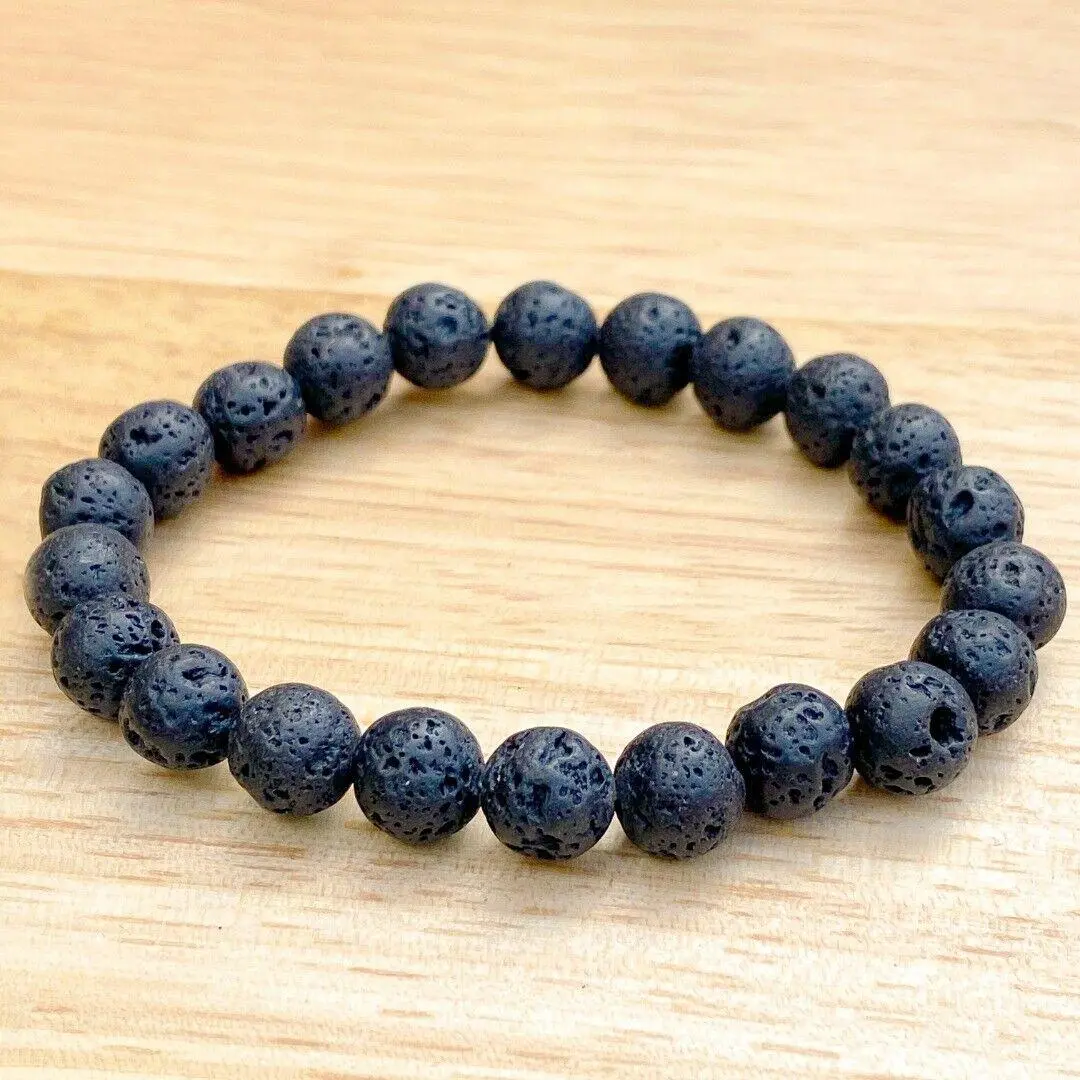 Black Lava Rock 8mm Beaded Healing Bracelet  ( 904253 )