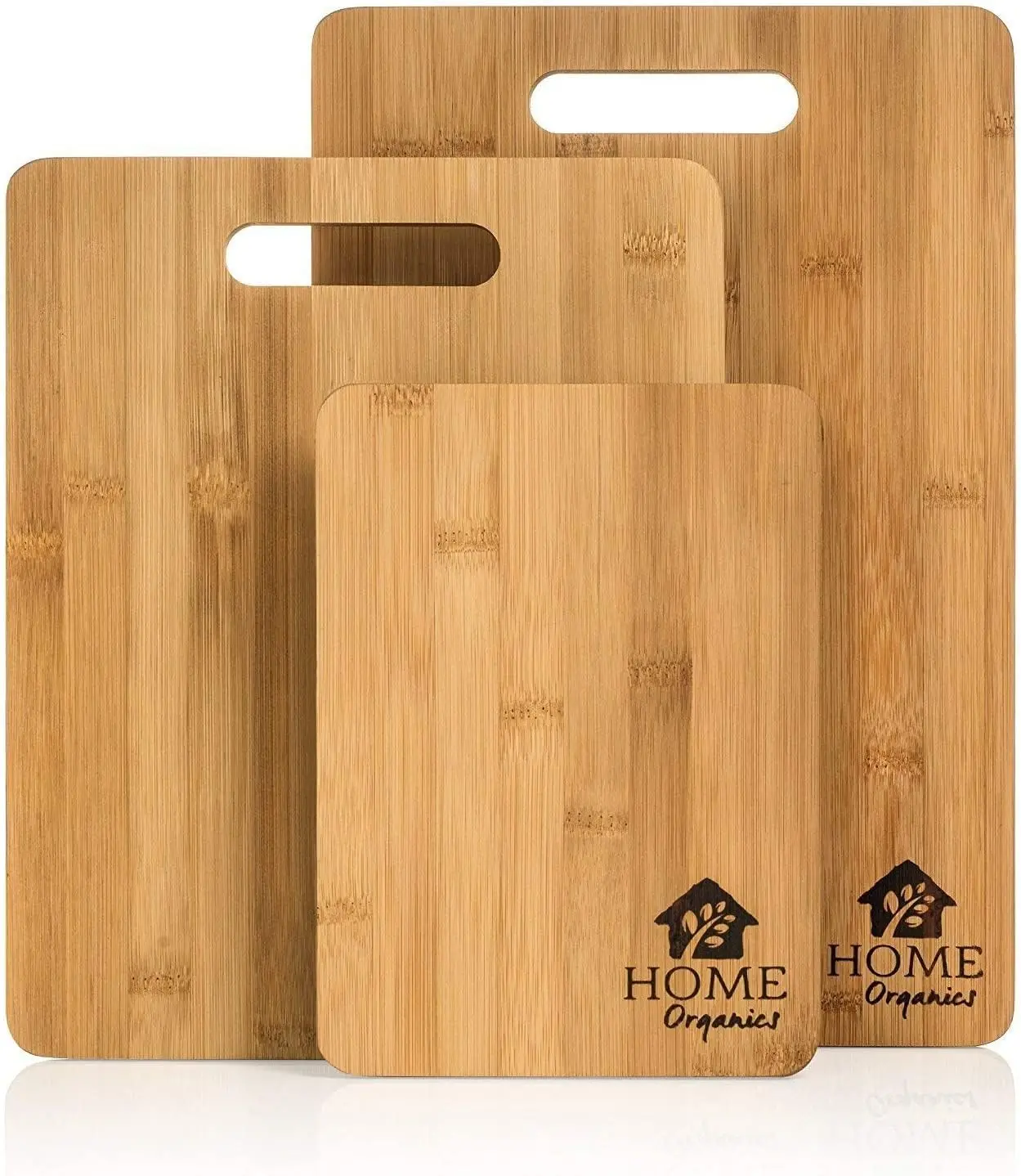 Bamboo Chopping Board Set - Set of 3 Wooden Cutting Boards | Chopping Meat, Vegetables, & Bread | Serving Crackers & Cheese | Wood Cheese Board Platter, Food Prep, Kitchen Gift Set Knives Silicone