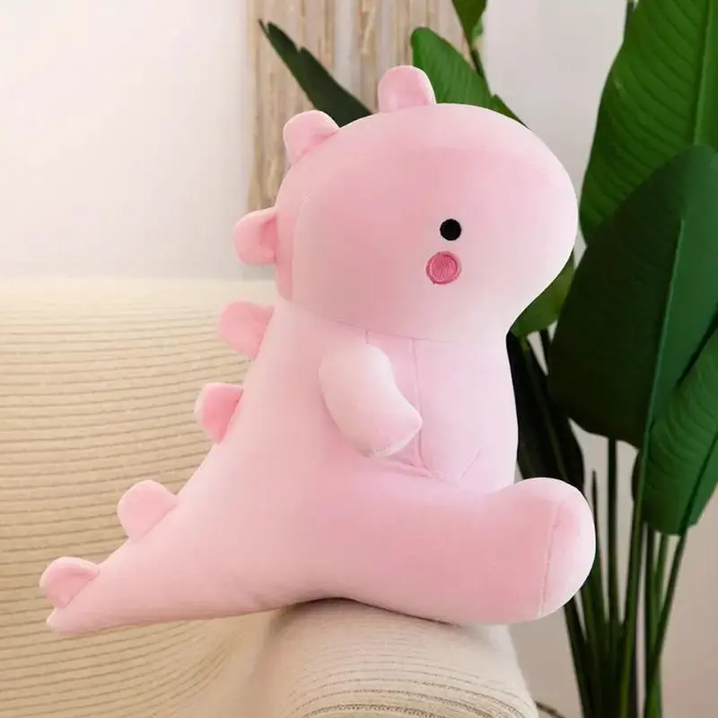 Pink dino throw pillow  doll and stuffed toys cute shy pink dino 2