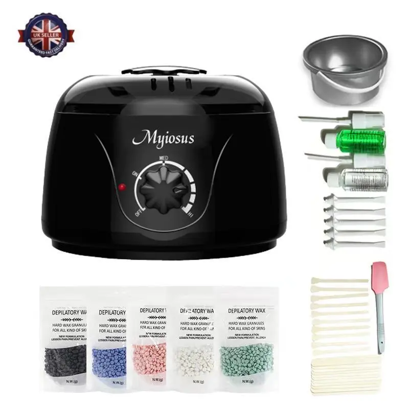Waxing Kit, Professional Hair RemovalWax Kit, Full BodyPainless WaxingWarmer, 5 Packs Wax Beads and20Applicator Sticks Wax Set