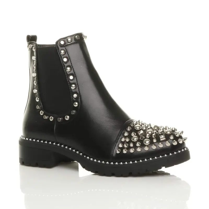 Low Heel Chunky Studded Chelsea Ankle Boots - I8887 0