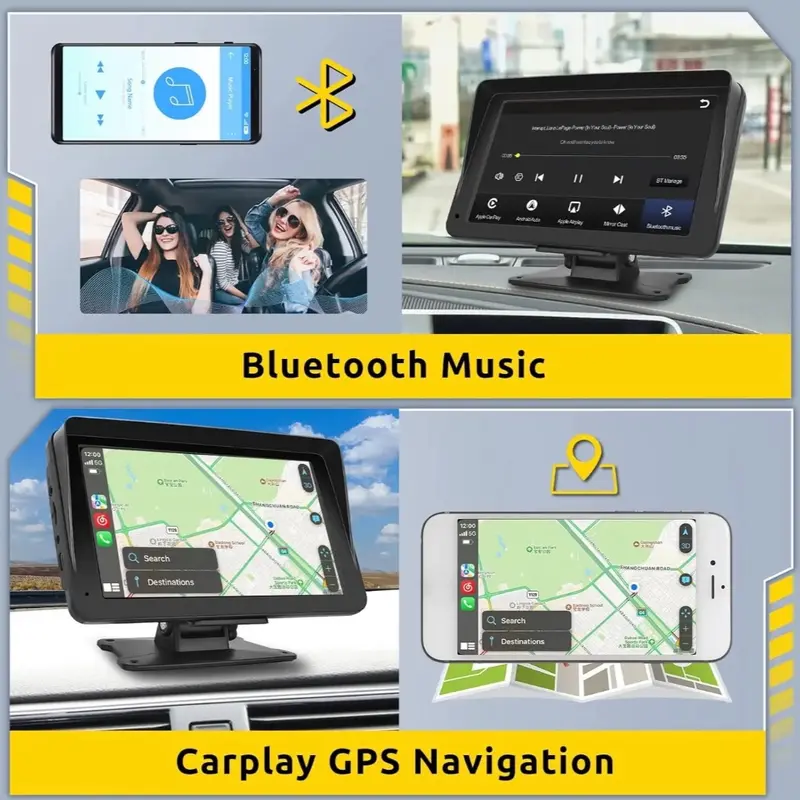 car video players 7-inch Portable Wireless Car Stereo with HD Touch Screen for Apple Carplay & Android Auto touchscreen auxiliary input media player mediaplayer audio system new black carplay portable screen playscreen head unit bluetooth carplaysystems 3