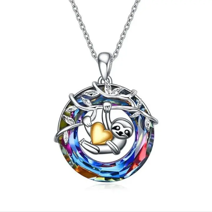 Tree of Life Crystal Sloth Necklace For Birthday Valentine's Gift For Women Girl