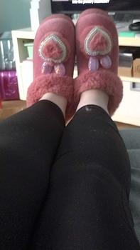 Product Review of Women's Cute Rhinestone Heart Decorated Plush Slippers, Casual Soft Comfortable Home Slippers, Warm Slippers for Indoor & Outdoor Use for Fall & Winter from •**• 0