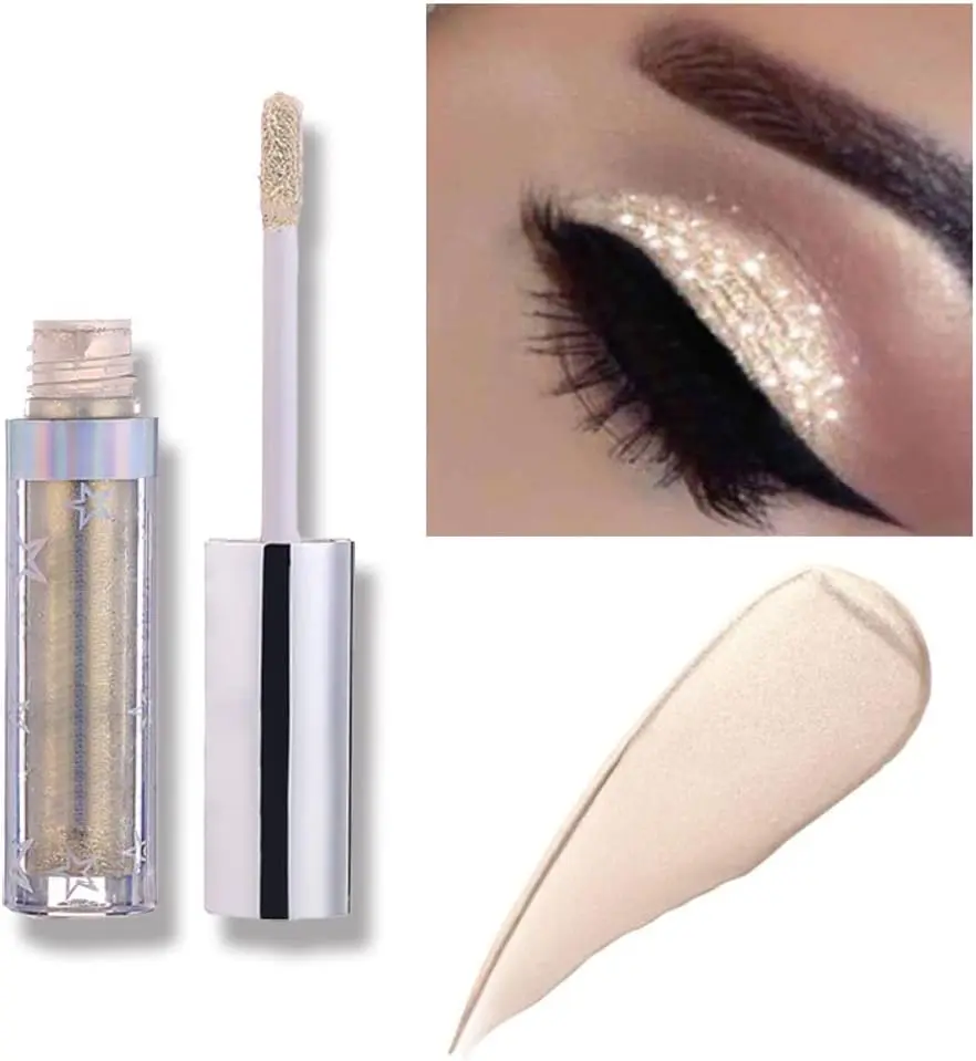 12 Colors Liquid Eyeshadow Glitter Metallic Eyeshadow Shining Shimmer Glitter Highly Pigmented Liquid Eyeliner Waterproof Long Lasting Makeup Cosmetic