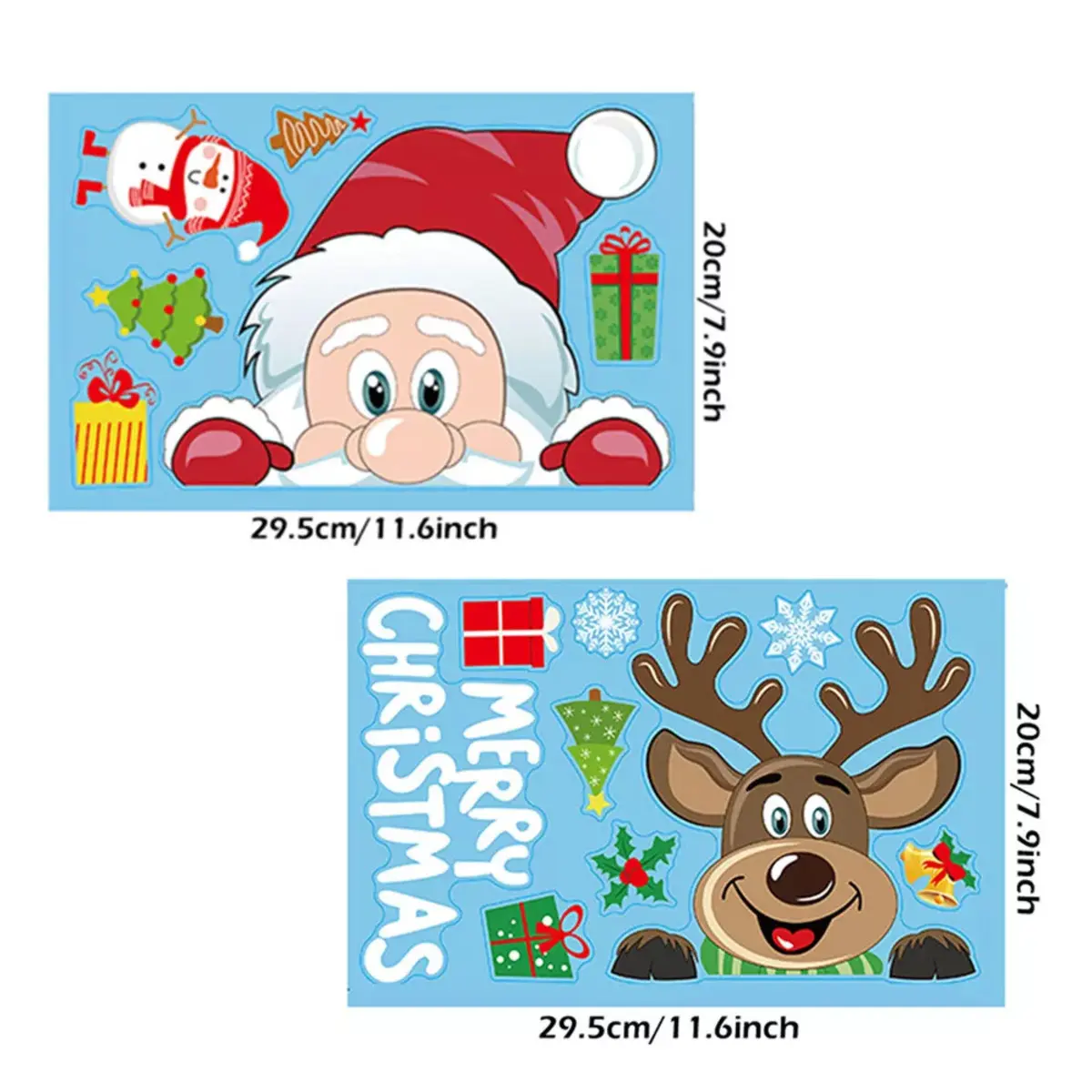 Large Christmas Window Stickers Santa Claus Deer Xmas Tree Wall Door Mural Decal Cute Santa Claus & Deer Welcome You! 2 Sheets Christmas Sticker Kits Come With Santa Claus And elk, As Well As Other Shapes And Sizes. Decor Ornaments Decoration