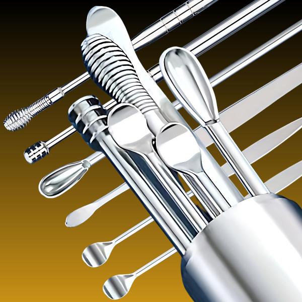 Portable Stainless Steel Ear Wax Removal Kit, Reusable Ear Cleaning Spoons, Ear Picking Tool cleaner 6