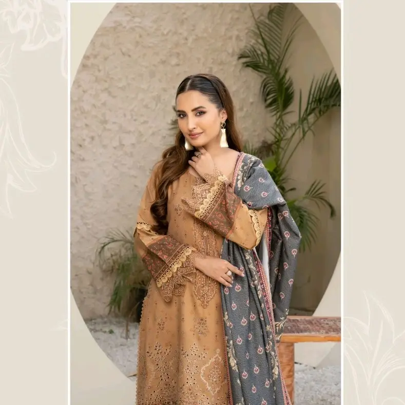 AIZA WINTER COLLECTION! DHANAK FABRIC 3 PIECE SUIT WITH PASHMINA SHAWL 1