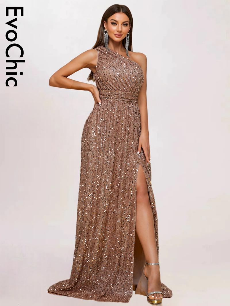 Product Introduction of EvoChic UK Women’s Sequin A-Line Dress with Thigh Split for Formal Occasions - Casual, Womenswear 2