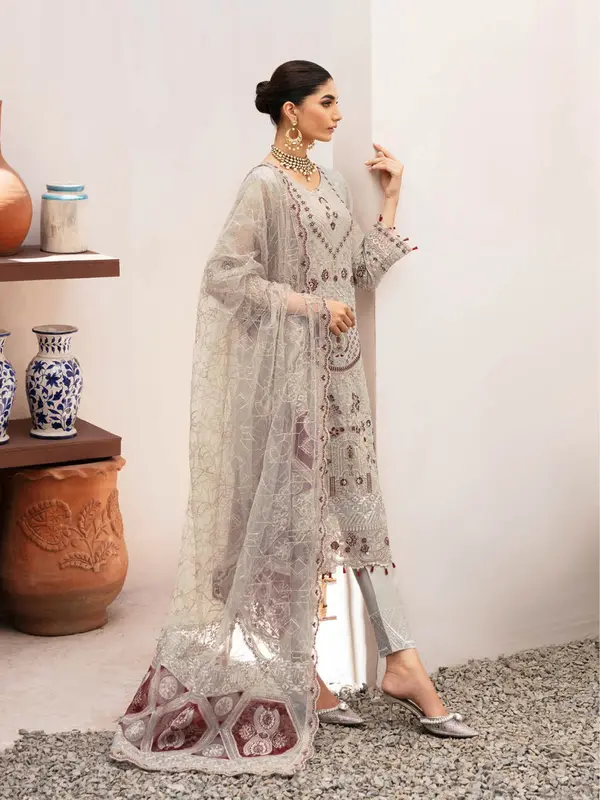 Ramsha Kaashish 3 pc Trouser suit with heavy embroidered dupatta 0