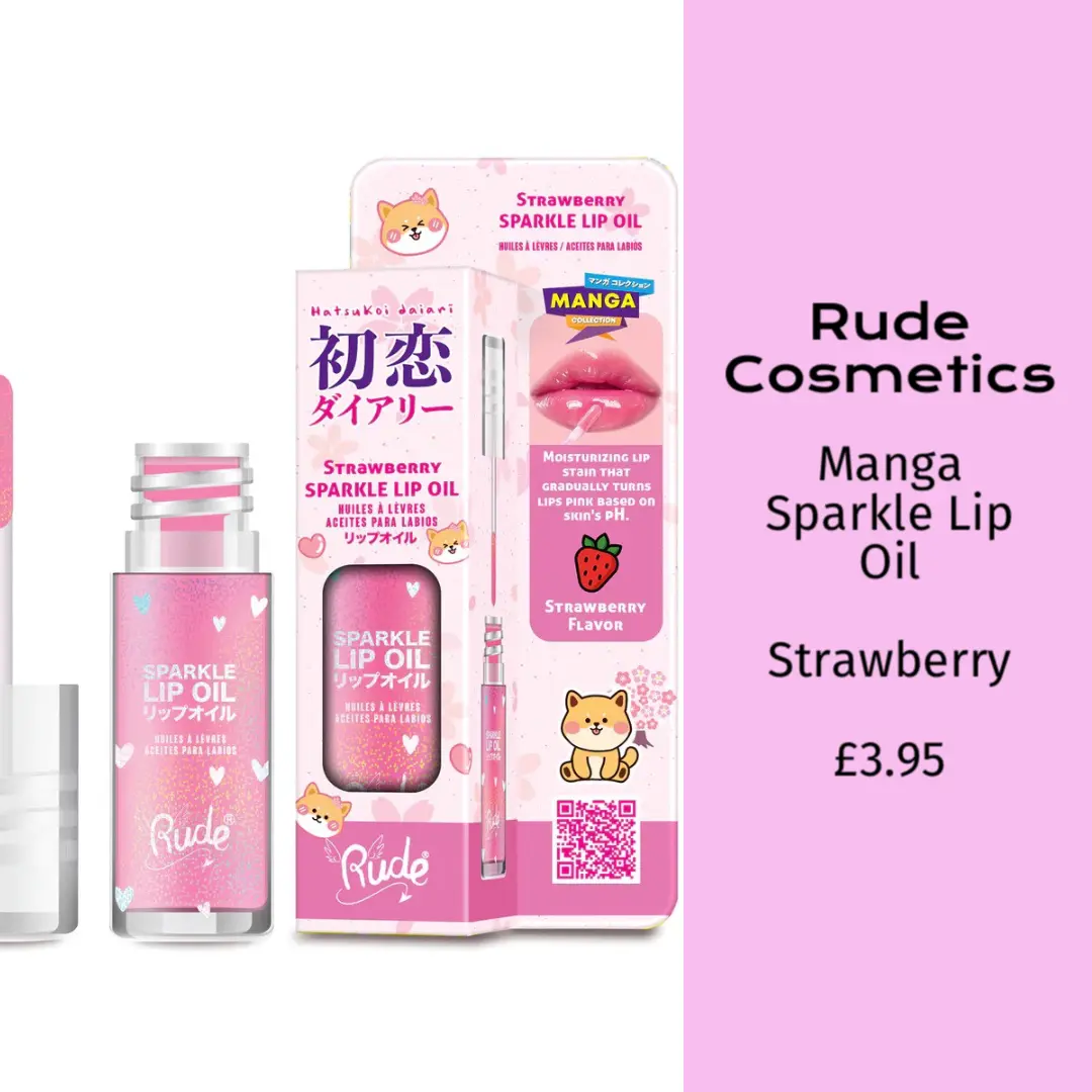 Rude Cosmetics Manga Sparkle Lip Oil - Strawberry