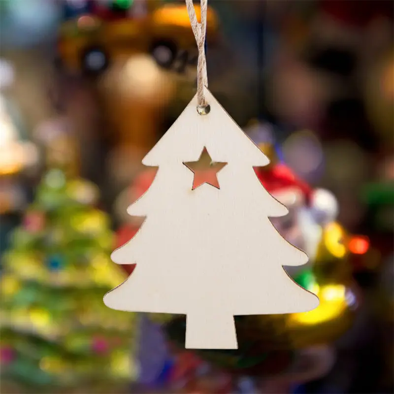 10-30Pc MDF Wooden Christmas Tree Shape Xmas Hanging Decor Blanks Craft Gift Lot 3