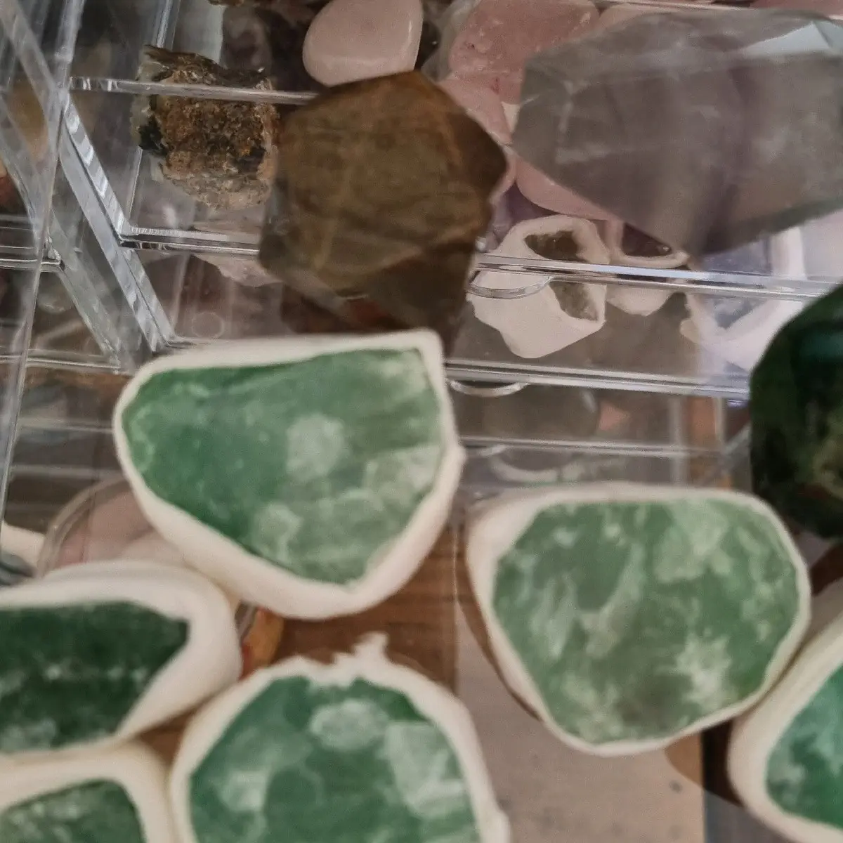 Rose quartz  green fluorite  amethyst  clusters sold separately