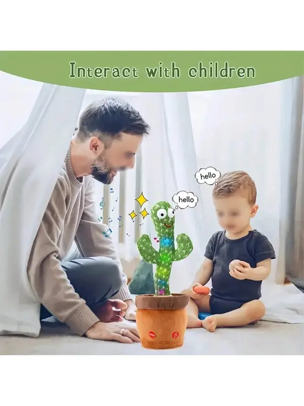 1pc-Premium Quality Dancing Talking Cactus Toys For Baby Boys And Girls, Fastest Delivery Singing Mimicking Recording Repeating What You Say Sunny Cactus Up Plus Halloween , christmas, party , free deliver 5