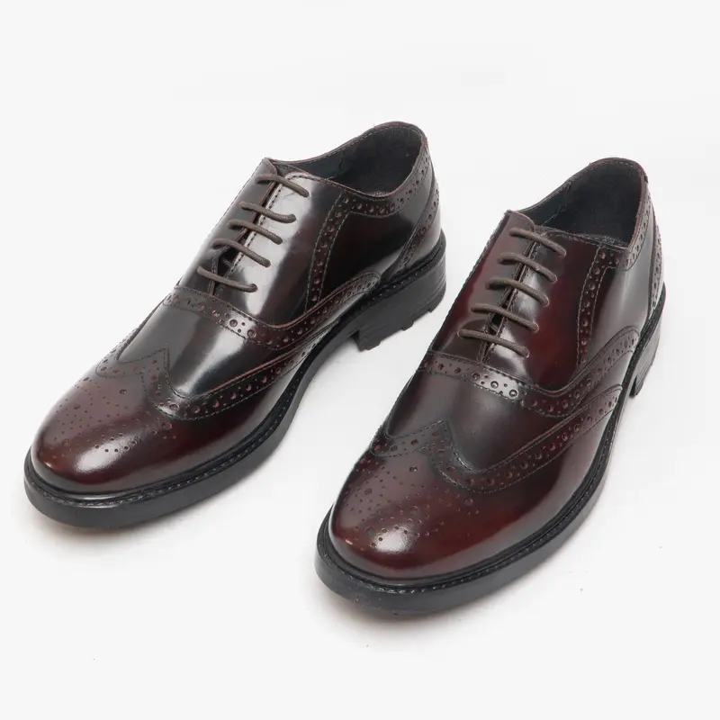 Roamers SILAS Mens Leather Brogue Lace Up Oxford Shoes Oxblood Hi-Shine Formal 1