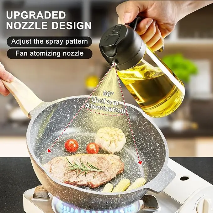 Oil Spray Bottle and Olive , Oil Sprayer for Cooking Air Fryer 500ML/ 17OZ for Cooking, Kitchen, BBQ, Air Fryer, Salad, Baking(1pcs Black) Utensils Nozzle multicoloured spray type oil dispensers oil  dispenser oil  dispenser  bottle 2