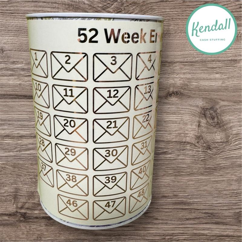 52 week envelope saving tin, Cash savings template, Money tracker, 2