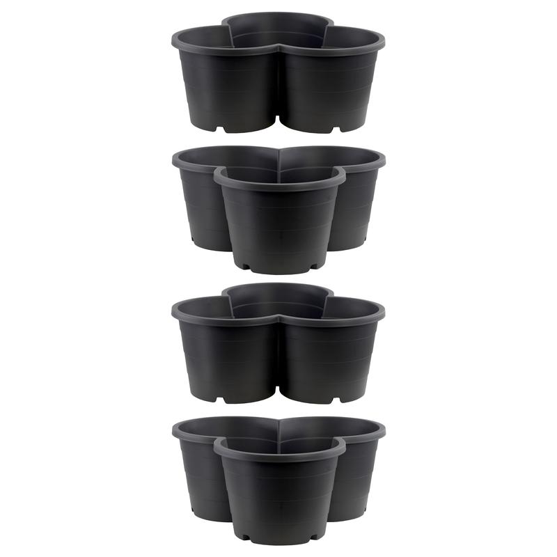 GEEZY Set of 4 Black Stackable Trio Strawberry Planter Pot Vegetables Flowers Fruits Garden Patio Outdoor Self Watering Vertical Flower Pot 4