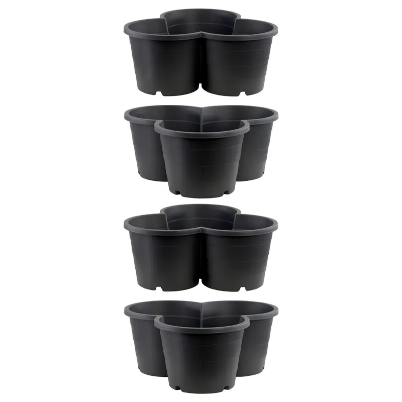 GEEZY Stackable Flower Pot Planters – Set of 4, Large Black Plastic Tiered Design for Outdoor Vertical Garden, for Herbs, Strawberries, Flowers – Space-Saving Durable Pots for Gardening Enthusiasts 4