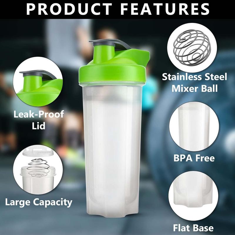 HOMESHOPA 2 x 700ml Protein Shaker Bottle with Mixer Ball for Supplement Shakes, Powder Shaker Bottles, Leakproof Screw On Lid & Secure Drinking Flap Cap, BPA Free Large Sport Gym Blender Bottle-2 per Pack 4