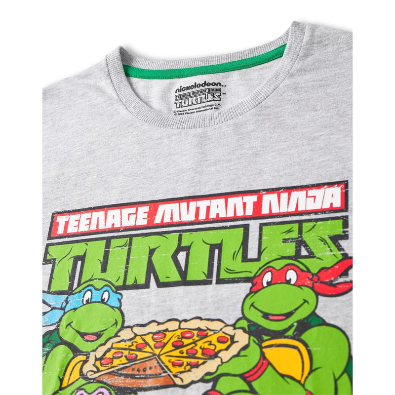 Vanilla Underground x Teenage Mutant Ninja Turtles Mens Black Pizza Short Sleeve Long Leg Pyjama Set 3